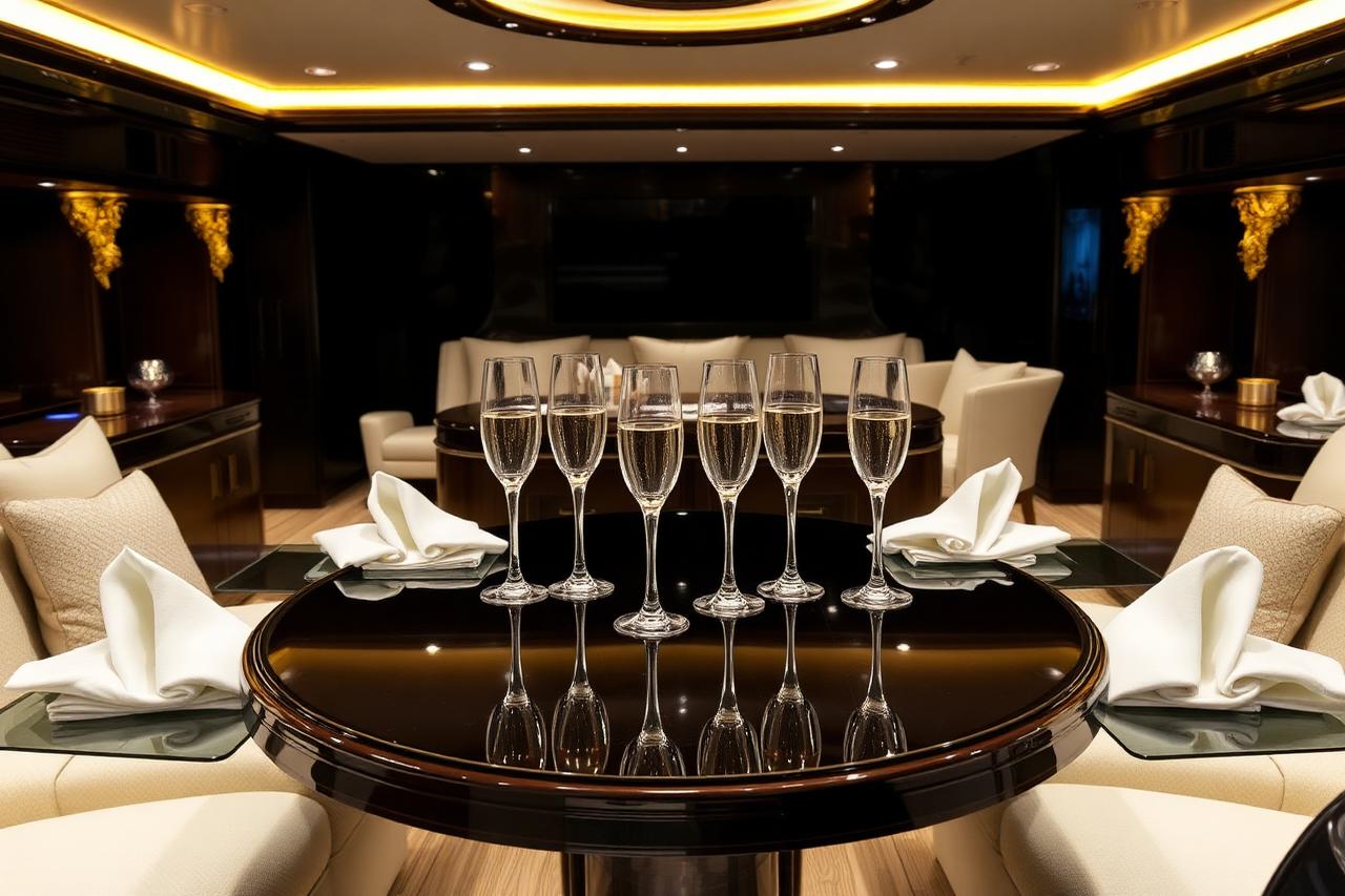 Hostess begrüßt Gäste an Bord einer Yacht in Dubai Marina